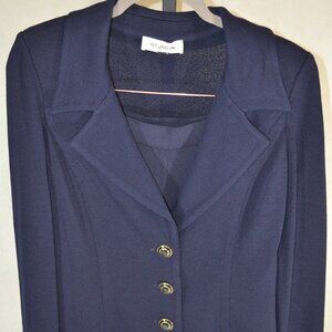 ST. JOHN COLLECTION NAVY BLUE  / WHITE AND GOLD TWO PIECE PANTS SET SIZE 6 / 2